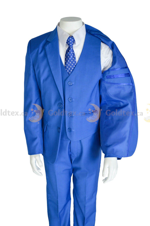 Formal Kids Wear - Formal Kids Wear 5-piece suit set - Ocean Blue - Style 8164