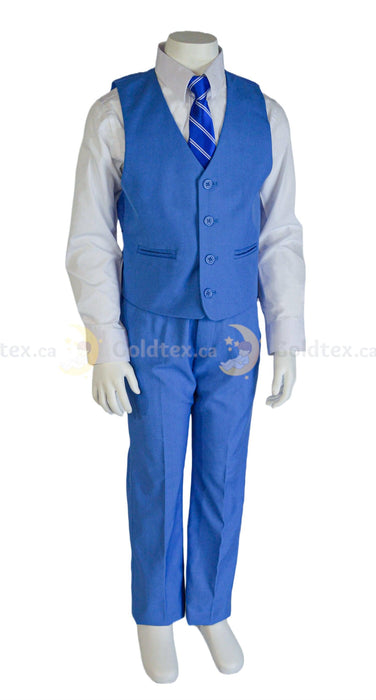 Formal Kids Wear - Formal Kids Wear 5-piece suit set - Sky Blue - Style 8169