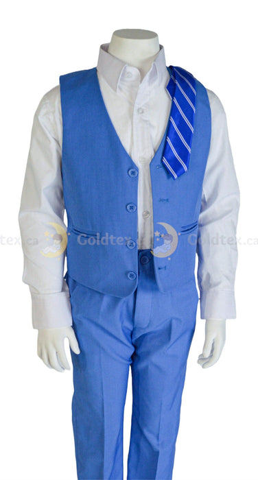 Formal Kids Wear - Formal Kids Wear 5-piece suit set - Sky Blue - Style 8169