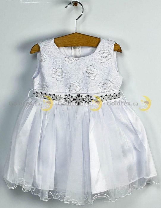 Formal Kids Wear - Formal Kids Wear Baby Girl Dress with Lace Embroidered Bodice