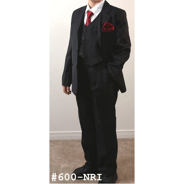 Formal Kids Wear - Formal Kids Wear Boys 5 Piece Black Pin Stripe Suit