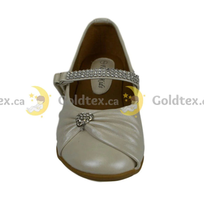Formal Kids Wear - Formal Kids Wear Girl flat dressy shoe with Velcro Diamond strap