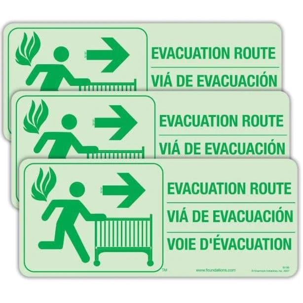 Foundations® - Foundations First Responder® Evacuation Route Signs (3 Signs With Protocol)
