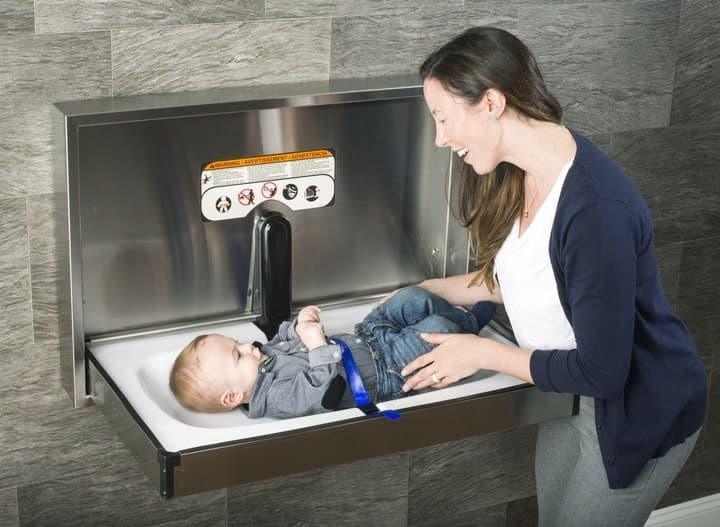 Foundations® - Foundations Premier Full Stainless Steel Horizontal Commercial Baby Changing Station - Surface Mount