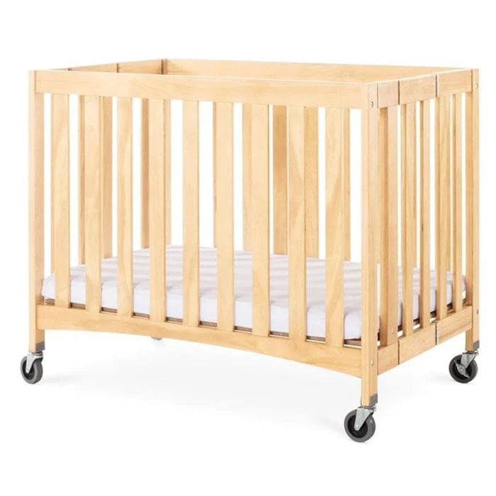 Foundations® - Foundations Travel Sleeper® Compact Folding Crib Slatted with Oversized Casters (Including Foam Mattress)