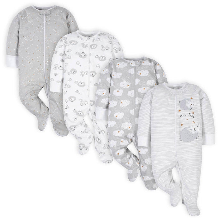 Gerber - Gerber 4-Pack Sleeper/Mitten Cuff Neutral - Sheep - Newborn