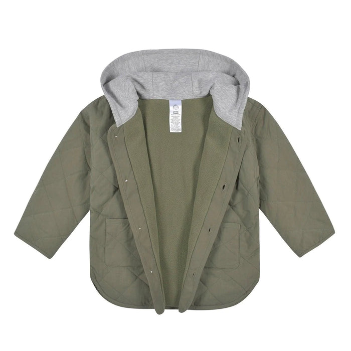 Gerber - Gerber Baby Boys Green Quilted Hooded Jacket (12-24m)