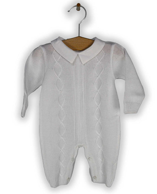 Gianfranca® - Baby Boy White knit Tricot Baptism Outfit with Hat