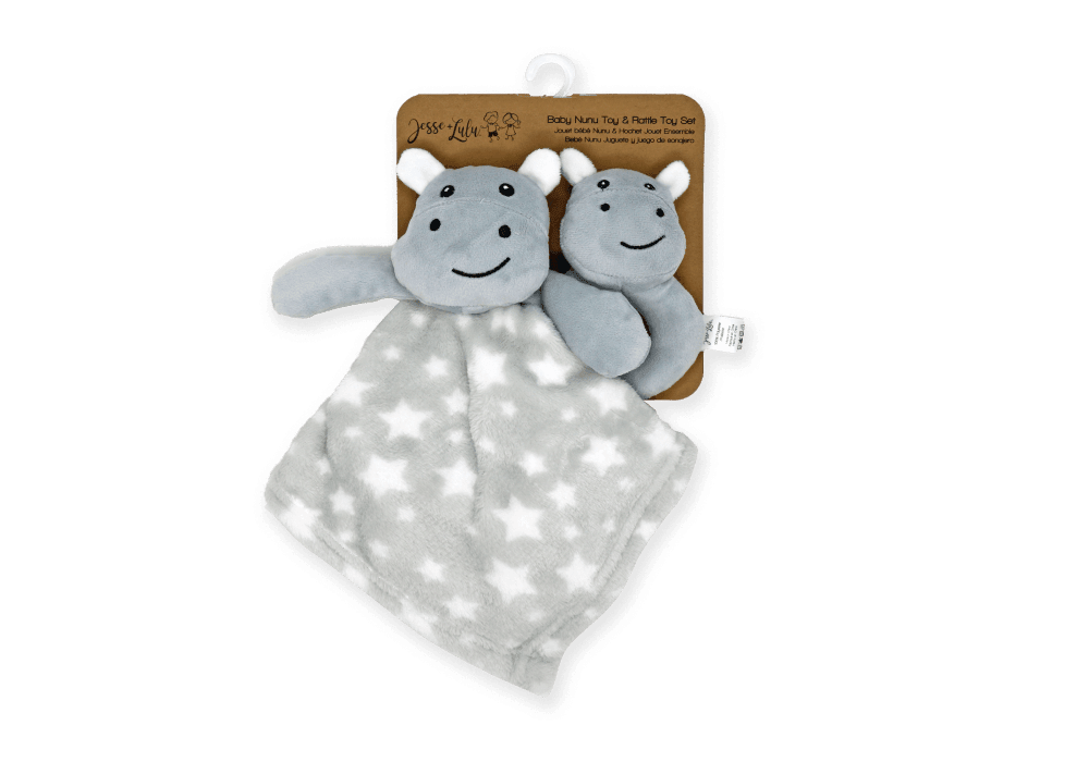 Jesse+Lulu® - Jesse & Lulu Baby Nunu Animal Plush With Ring Rattle 2 Piece Set