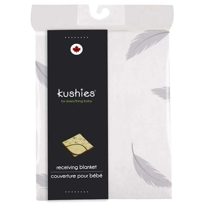 Kushies® - Kushies Flannel | Receiving Blanket - Grey Feathers