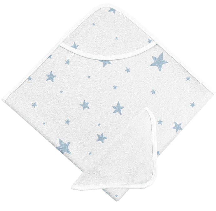 Kushies® - Kushies Hooded Bath Towel & Washcloth Set - Blue Star