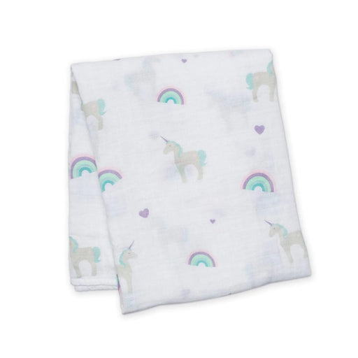 Lulujo® - Lulujo Cotton Muslin Baby Swaddle Blanket - Rainbows & Unicorns