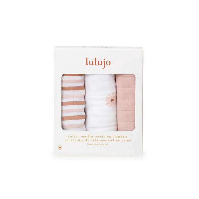 Lulujo® - Lulujo LJ218  Receiving Blankets 3-PK- Daisies