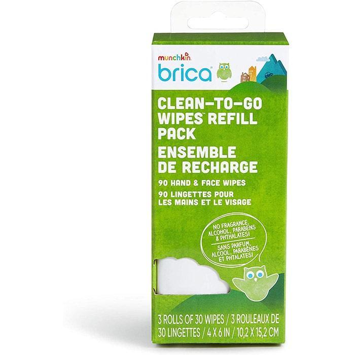 Munchkin® - Munchkin Brica - Clean-to-Go Wipes Refill Pack -  3 Pack of 30 wipes
