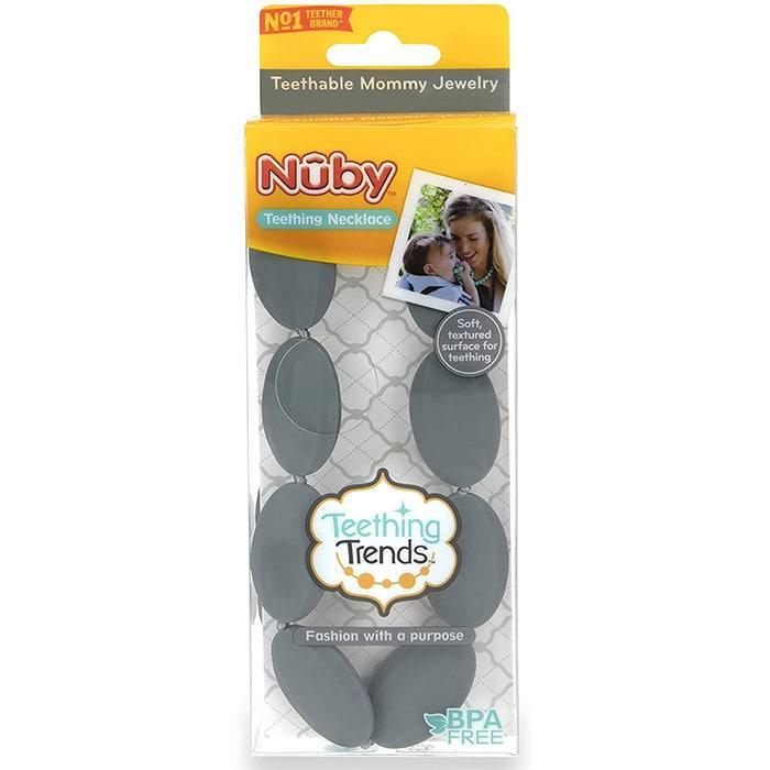 Nuby® - Nuby Teething Trends - Oval Beads Teething Necklace - Grey