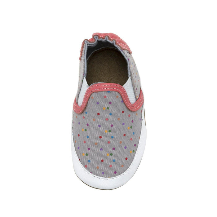 Robeez® - Robeez Soft Sole Shoes Polka Dot Polly - Grey Canvas