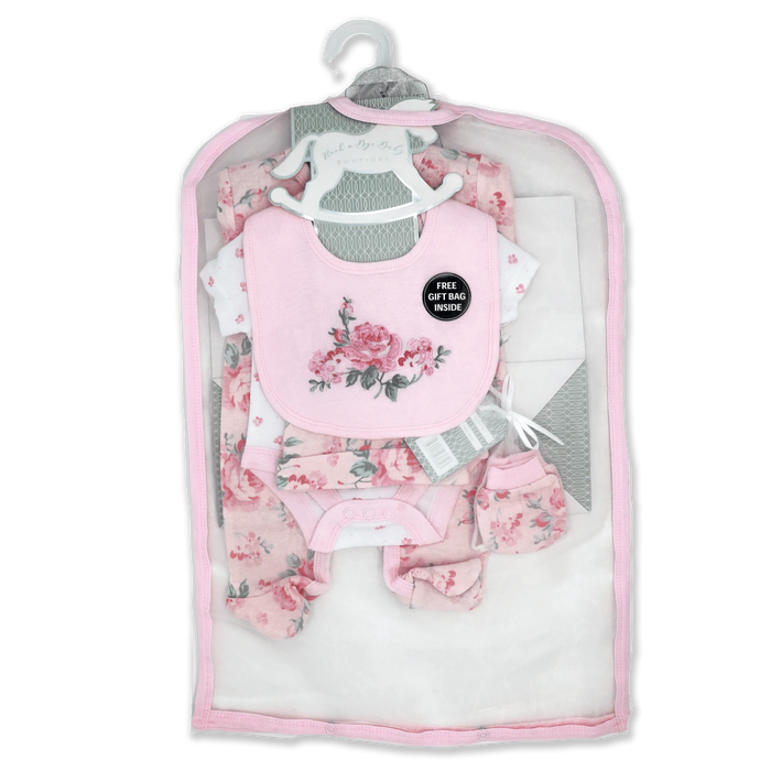 Rock-a-Bye Baby - Rock-a-Bye Baby Girls 5 Piece Mesh Bag Set: Pink Floral