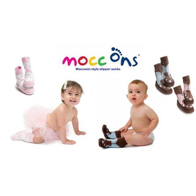 Sock Ons® - Sock Ons® Mocc Ons Nautical Stripes - Baby & Infant Slipper Socks