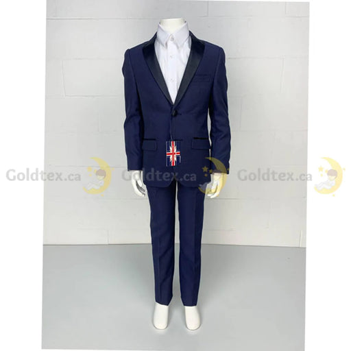 Soul of London® - Soul of London® 2 Piece Navy Kids Tuxedo with Dotted Overlay