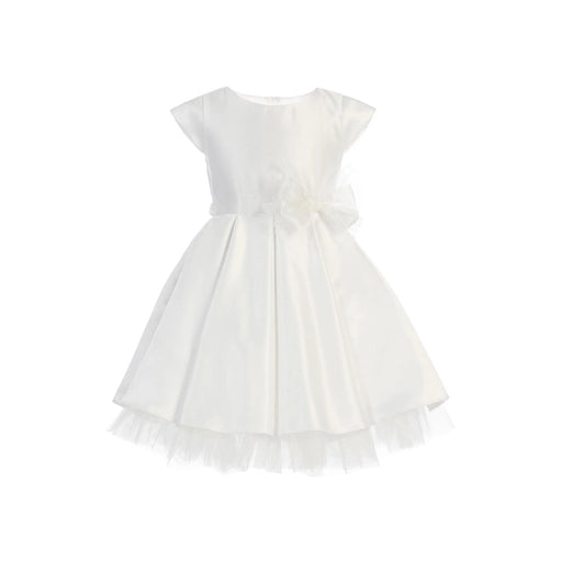 Sweet Kids® - Pleated satin & peek a boo tulle dress with bow - SK711