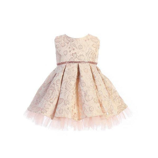 Sweet Kids® - Sweet Kids® Floral Overlay Infant Dress With Sequin Belt SKB831