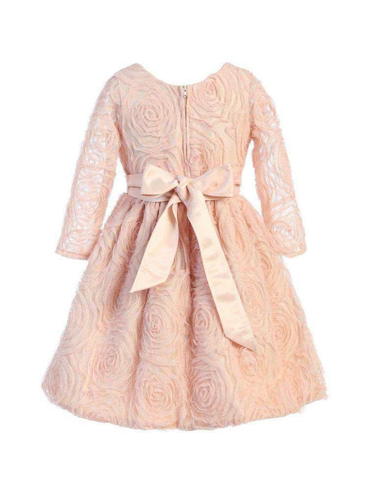Sweet Kids® - Sweet Kids® Long sleeves Blush Infant Dress with Rose Detail SKB873