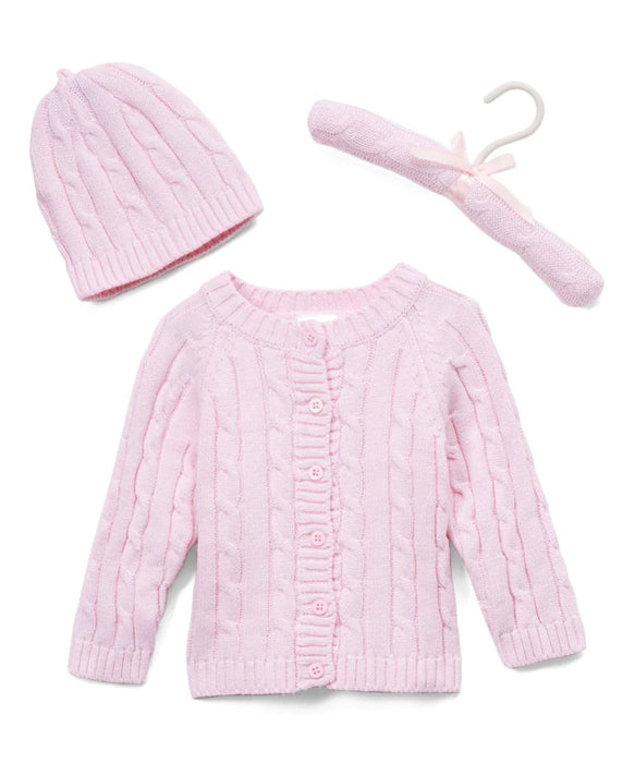 Tots Fifth Avenue® - Tots Fifth Avenue® Cable Knit Cardigan with Hat