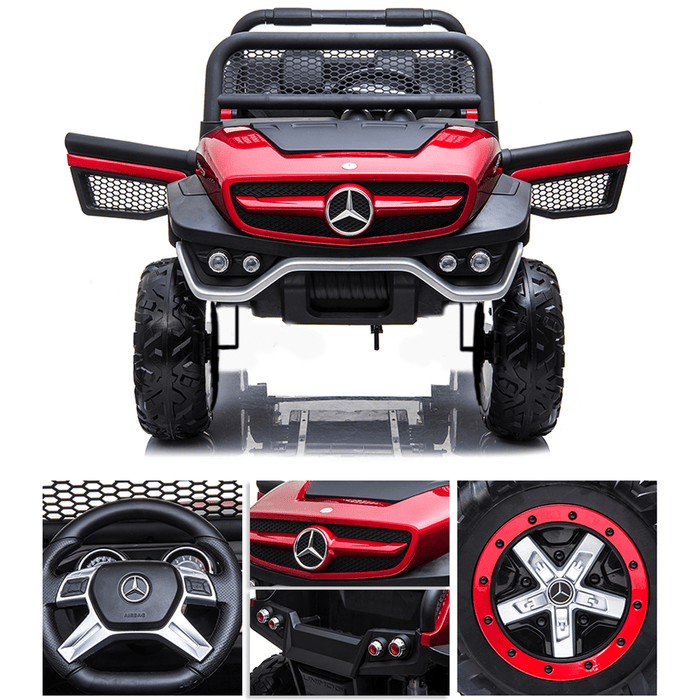 Voltz Toys Kids Double Seater Mercedes-Benz Unimog Truck with Remote Control