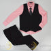 Zighi® - Zighi® 4 Piece Black Suit Set with Salmon Pink Shirt