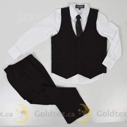 Zighi® - Zighi® 4 Piece Black Suit Set with White Shirt