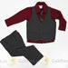 Zighi® - Zighi® 4 Piece Grey Suit Set with Burgundy Shirt