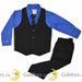 Zighi® - Zighi® 4 Piece Suit: Black Vest with Royal Blue Shirt