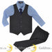 Zighi® - Zighi® 4 Piece Suit: Grey Vest with Sky Blue Shirt