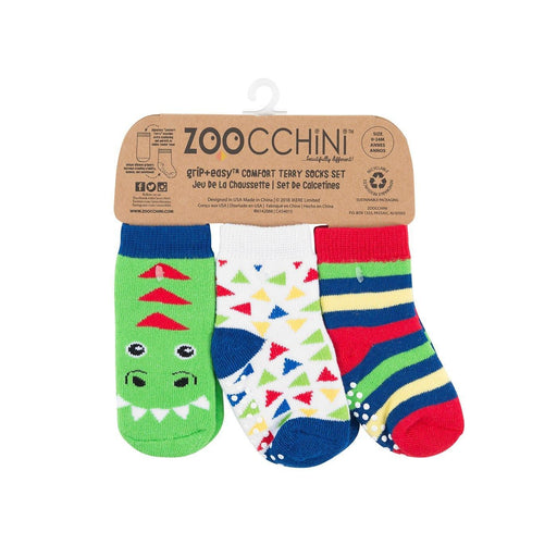 Zoocchini® - Zoocchini 3pair Comfort Terry Socks Devin the Dinosaur 0-24M